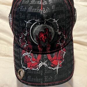 Authentic Red Monkey Black and Red Graphic Men's Hat